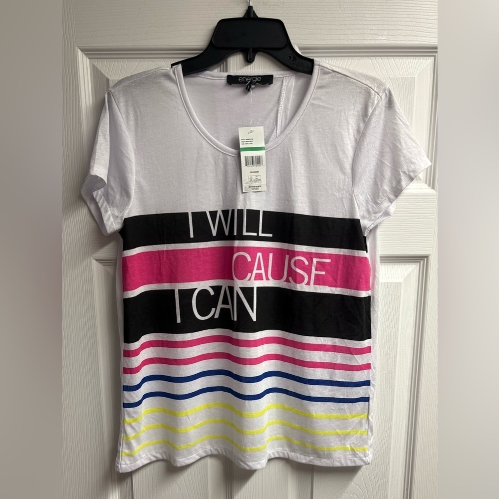 NWT Energie Short Sleeve T-Shirt W/ Open Back Size Large